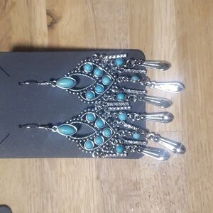 Turquoise and rhinestone earrings